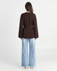 Lexi | V-Neck Self-Tie Belt Wide Sleeve Jersey Wrap Top