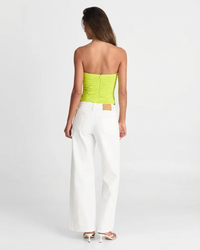 Elodie | Sweetheart Neck Strapless Fully Ruched Bodycon Jersey Tube Top in Yellow