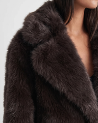 Natalia | Chocolate Faux Fur Cropped Jacket