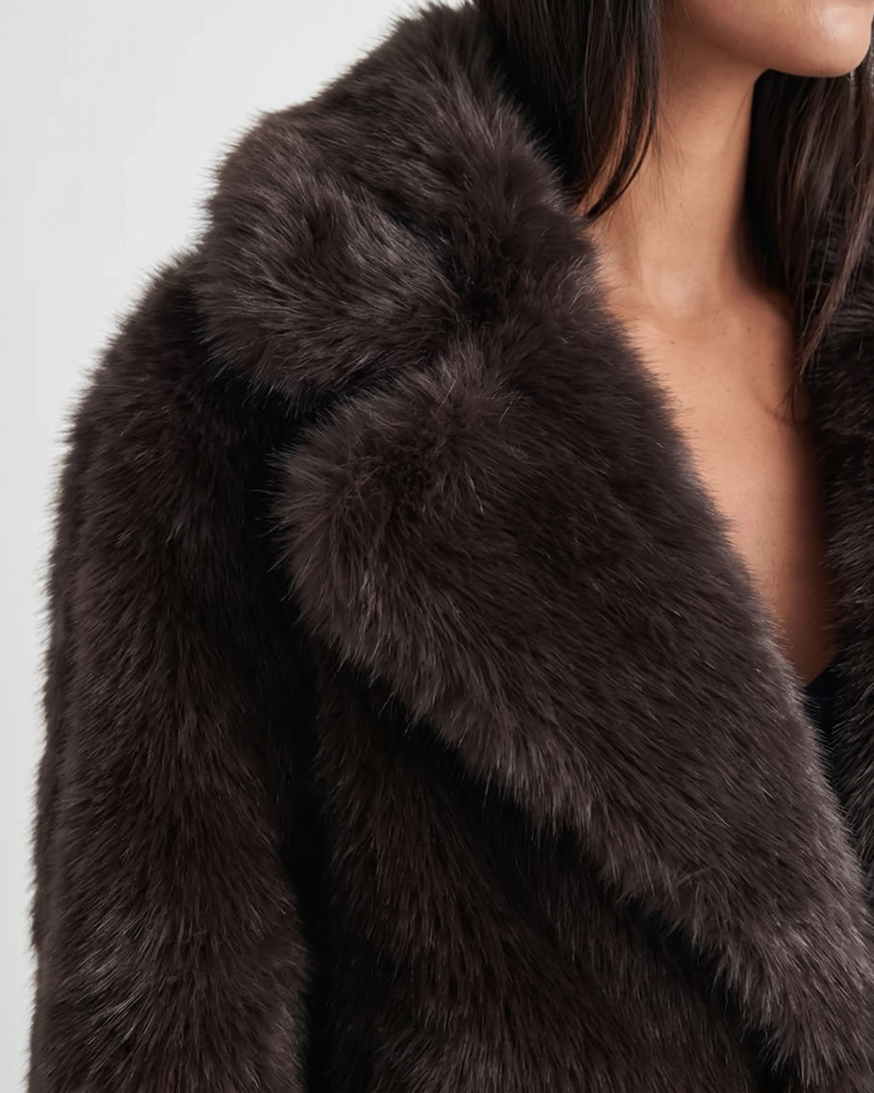 Natalia | Chocolate Faux Fur Cropped Jacket