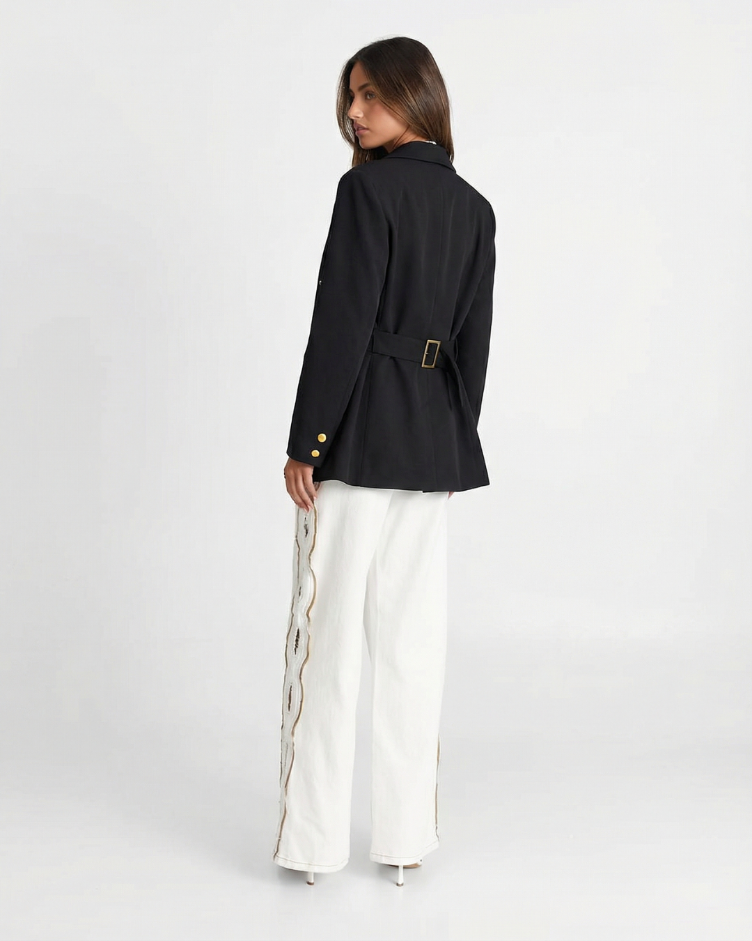 Vera | Oversized Black Blazer Gold Buttons