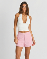 Erin | Flat-Front Tailored Shorts with Button and Zip Closure