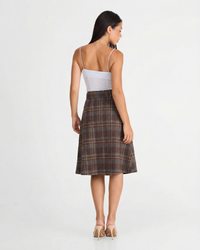 Iris | Pleated Plaid Midi Skirt
