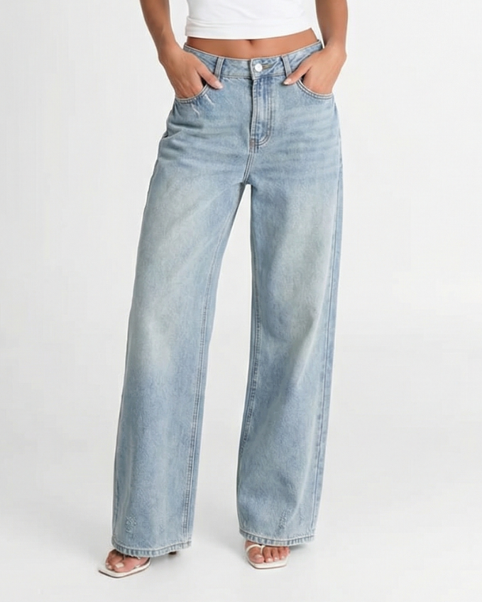 Isla | Wide Leg Jeans Light Blue High Waisted Vintage Faded