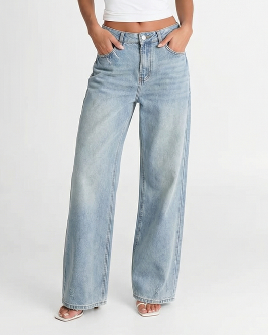 Isla | Wide Leg Jeans Light Blue High Waisted Vintage Faded