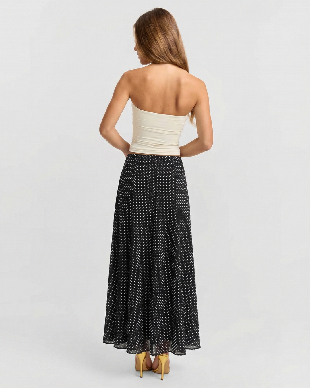 Aria | Polka Dot High Waist Maxi Skirt