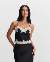 Alexandra | Satin Lace Trim Spaghetti Strap Cami Top