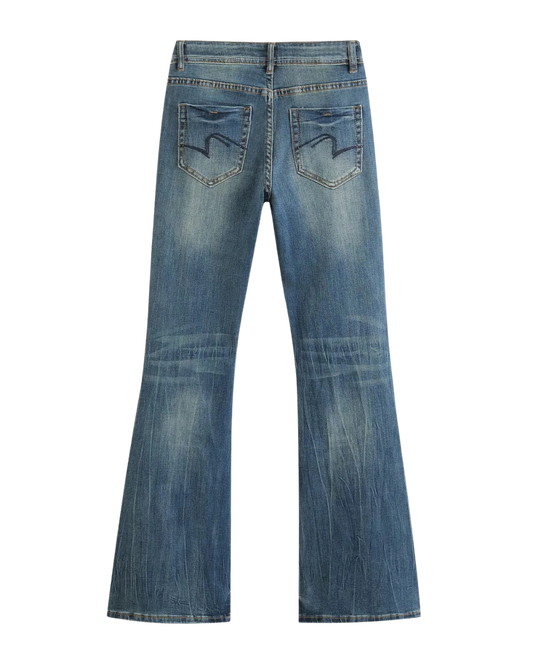 Cora | Wide Leg Jeans Light Blue High Waisted Vintage Faded
