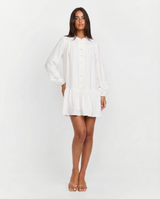 Lila | Lace Trim Long Sleeve Mini Dress