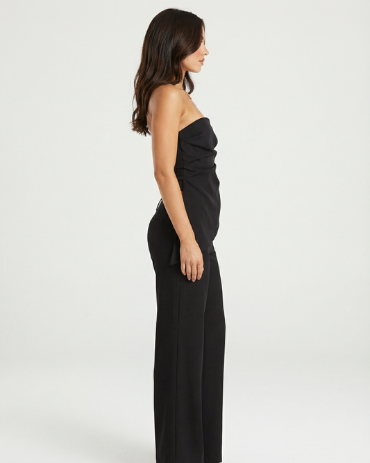 Zoe | Elegant Strapless Top Black Asymmetric
