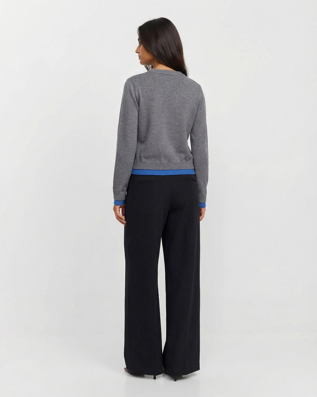 Margot | Contrast Button Placket Round Neck Cropped Cardigan