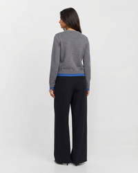 Margot | Contrast Button Placket Round Neck Cropped Cardigan