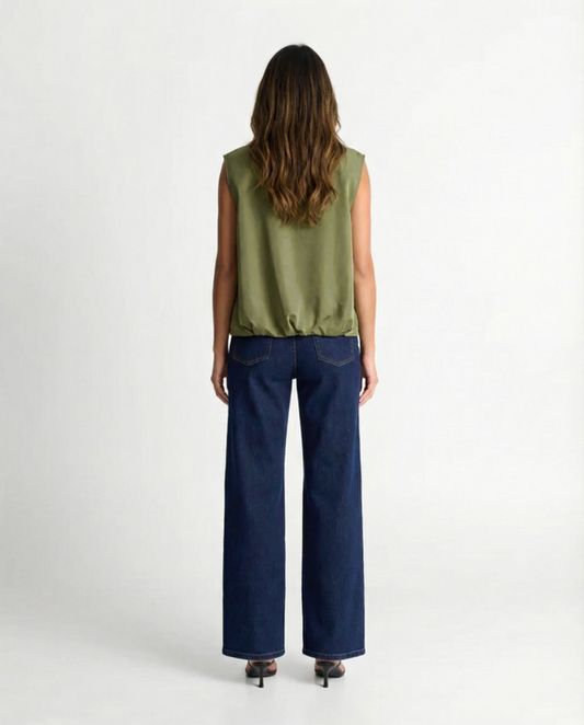 Fern | Utility Zip Vest Green Khaki Sleeveless Bomber