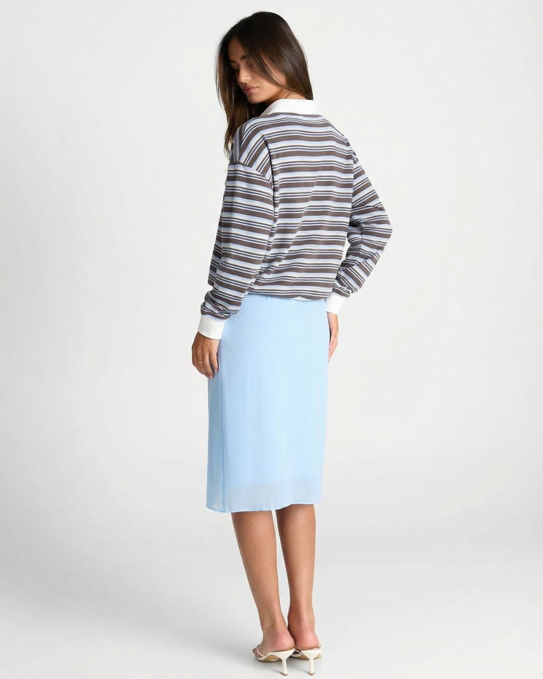 Ruby | Striped Long Sleeve Knit Polo Top