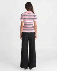 Zara | Striped Polo Knit Crop Top in Blue & Pink