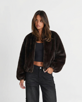 Hope | Brown Faux Fur Bomber Jacket