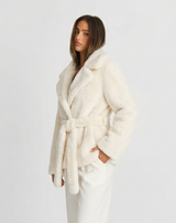 Emmeline | Belted Teddy Fleece Wrap Coat