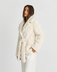 Emmeline | Belted Teddy Fleece Wrap Coat
