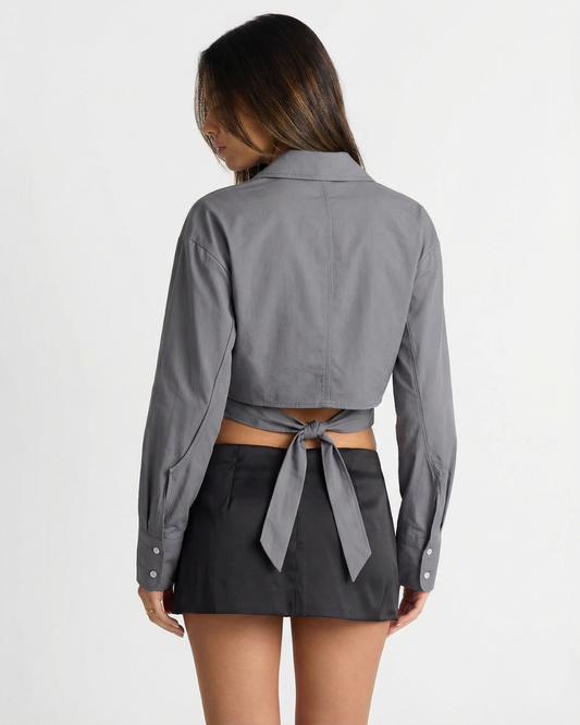 Zoe | Smart Casual Cropped Shirt Grey