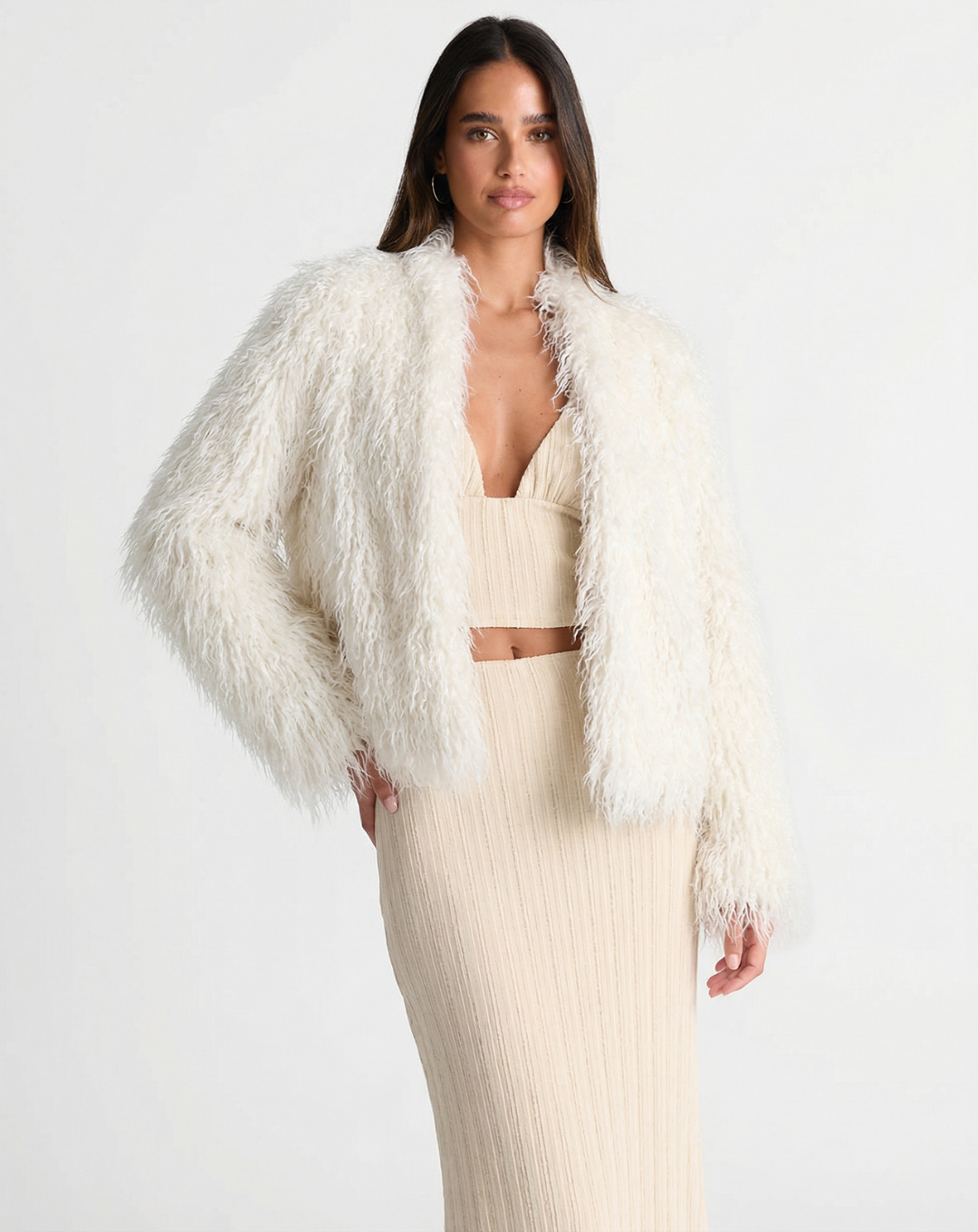 Romy | Shaggy Faux Fur Cropped Jacket