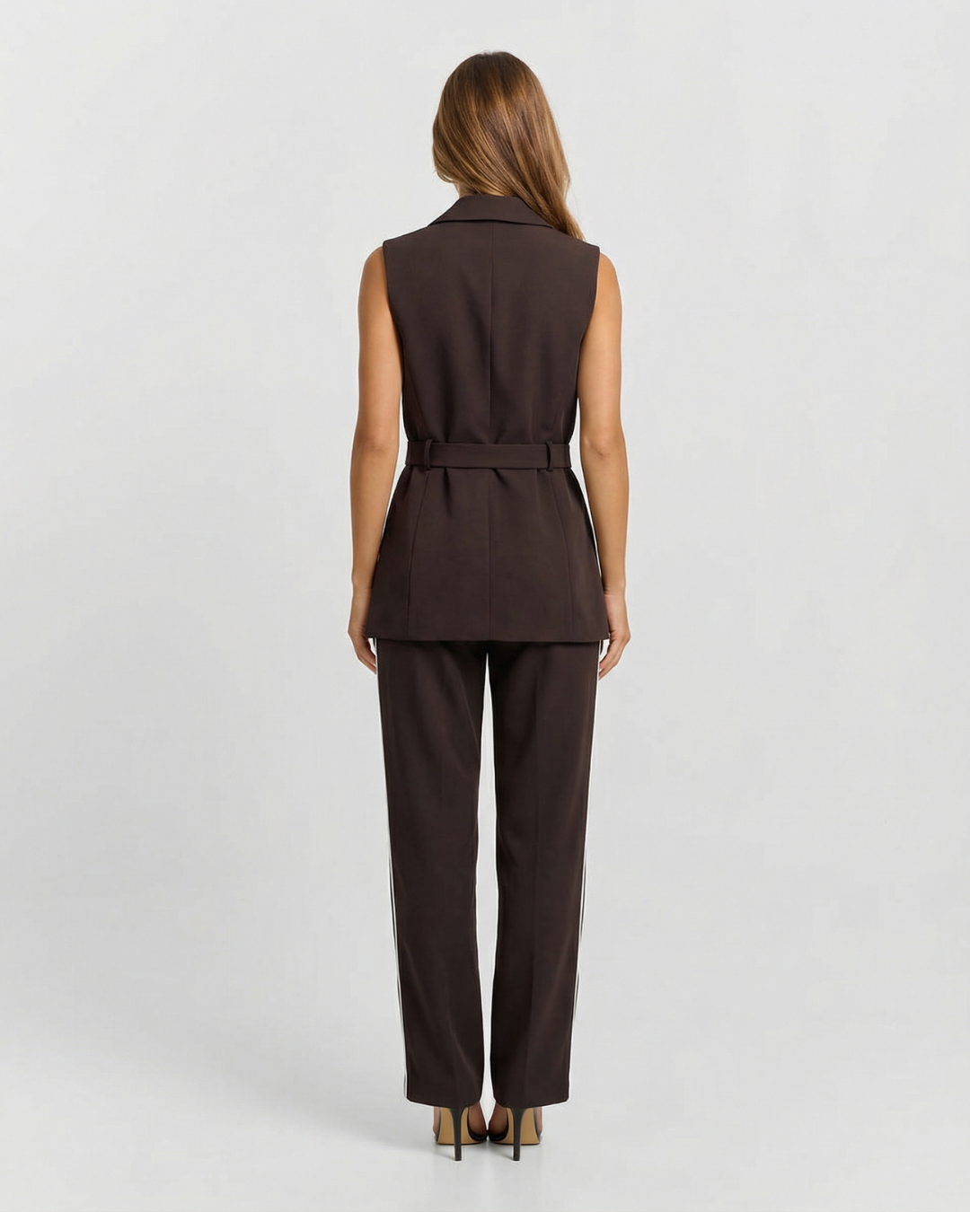 Heidi | Sleeveless Blazer Wide Leg Trousers Set