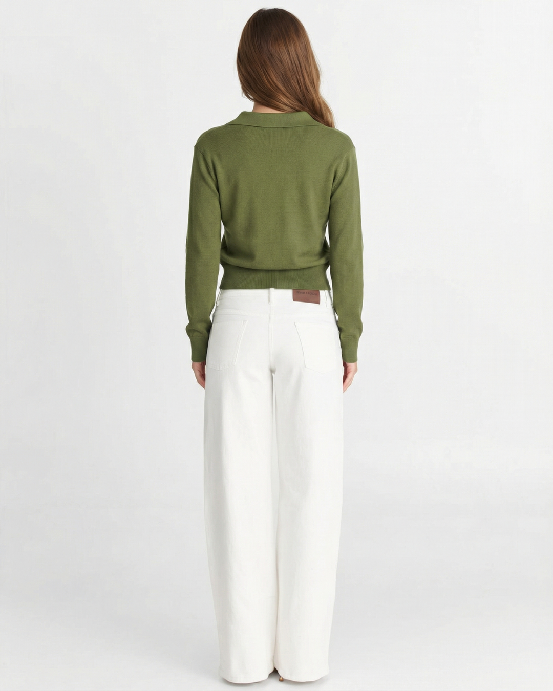 Margot | Olive Green Effortless Collared Knit Polo Jumper