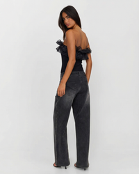 Delilah | Strapless Multi-Ruffle Top in White & Black