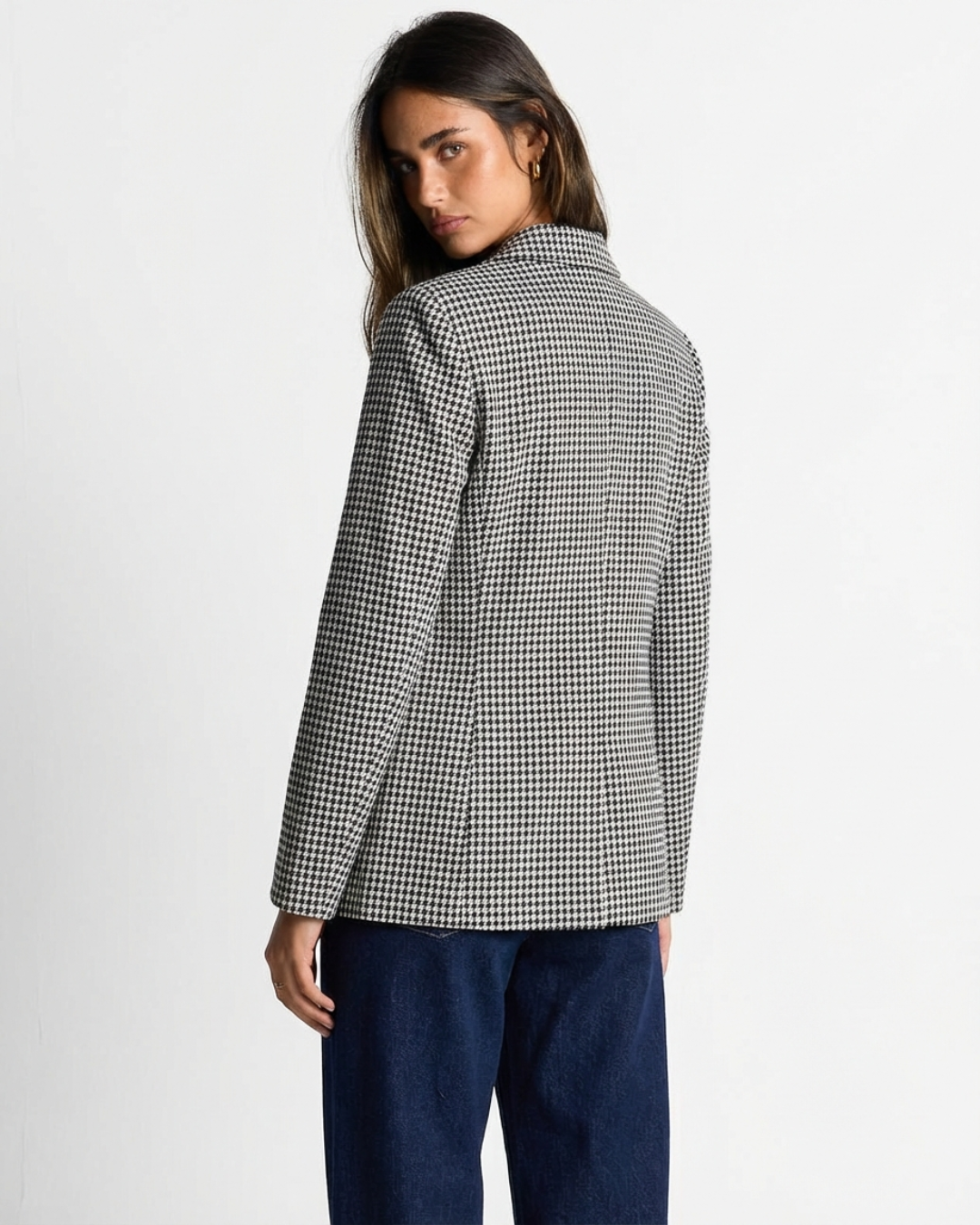 Vera | Plaid Oversized Blazer Black White Double Breasted