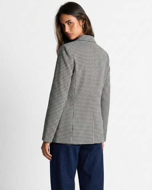 Vera | Plaid Oversized Blazer Black White Double Breasted