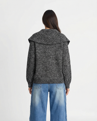 Hannah | Chunky Marled Knit Wide Collar Toggle Button Relaxed Cropped Cardigan