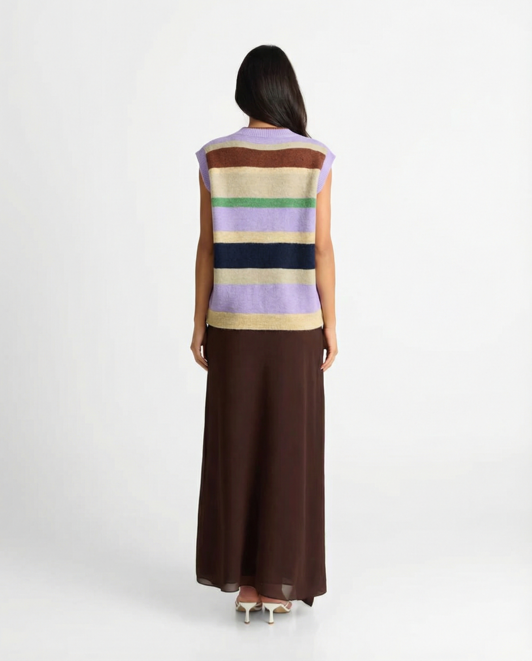 Darcie | Striped Button-Front Cropped Knit Vest