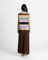 Darcie | Striped Button-Front Cropped Knit Vest