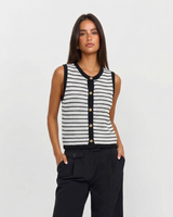 Naomi | Striped Button-Front Sweater Vest
