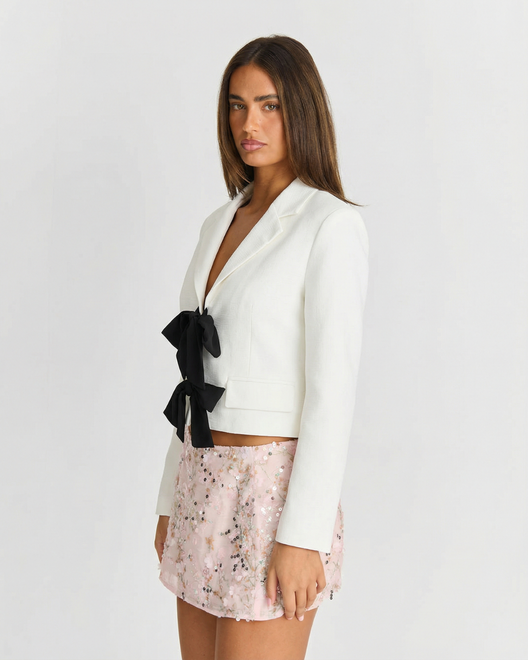 Lena | Structured Cropped White Blazer