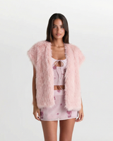 Nicole | Faux Fur Open-Front Waistcoat