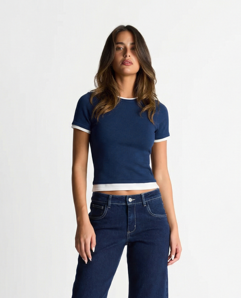 Olivia | Contrast Trim Baby Tee