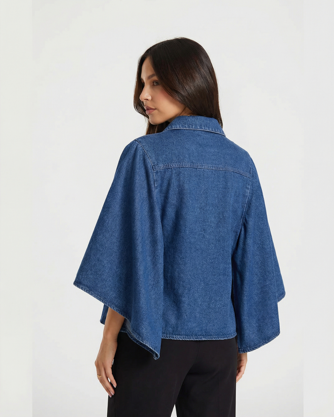 Abigail | Cape-Style Denim Blouse