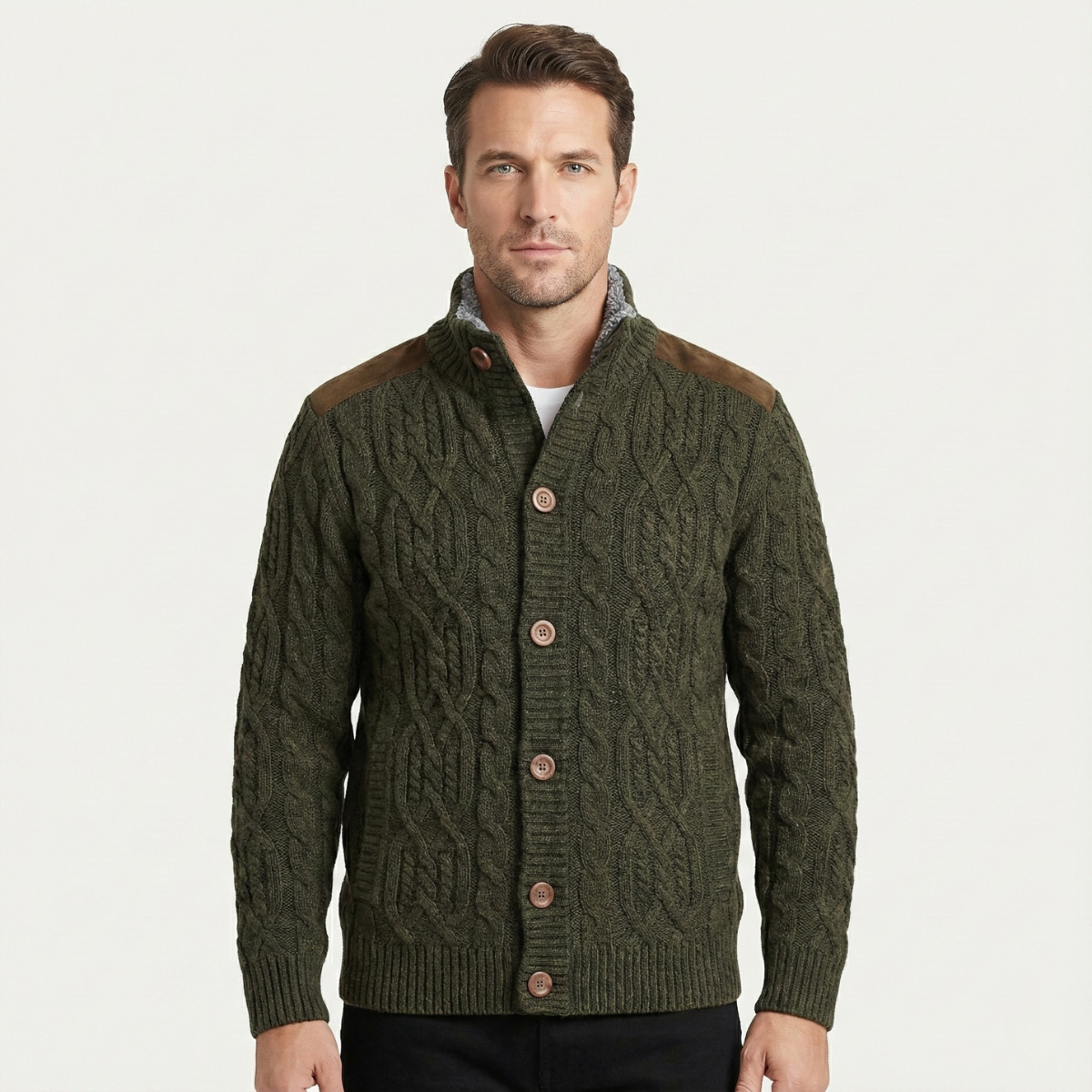 Cromwell cardigan button closure detail