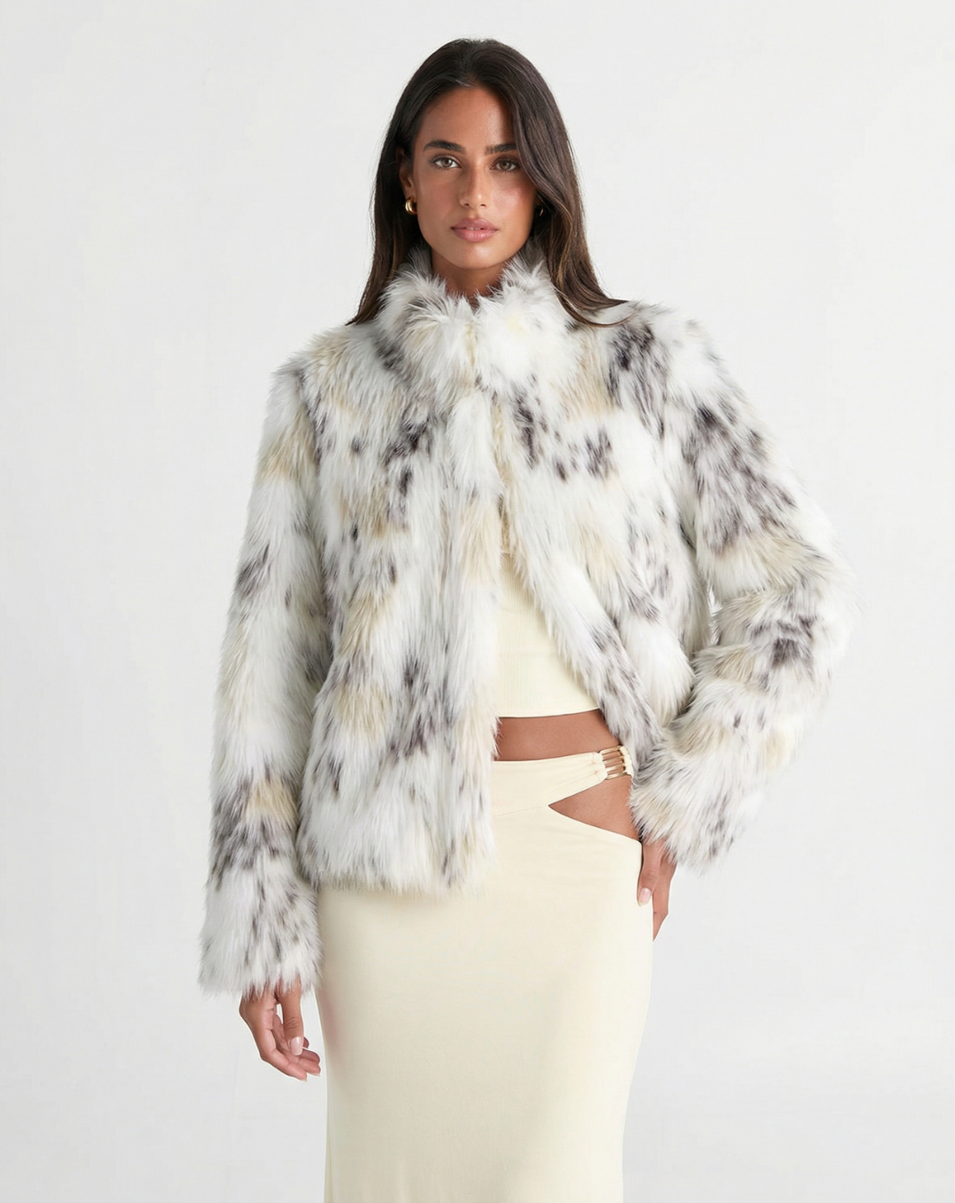 Rose | Speckled Faux Fur Cropped Jacket