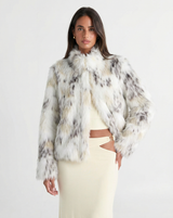 Rose | Speckled Faux Fur Cropped Jacket