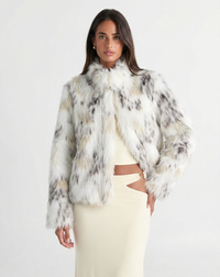 Rose | Speckled Faux Fur Cropped Jacket