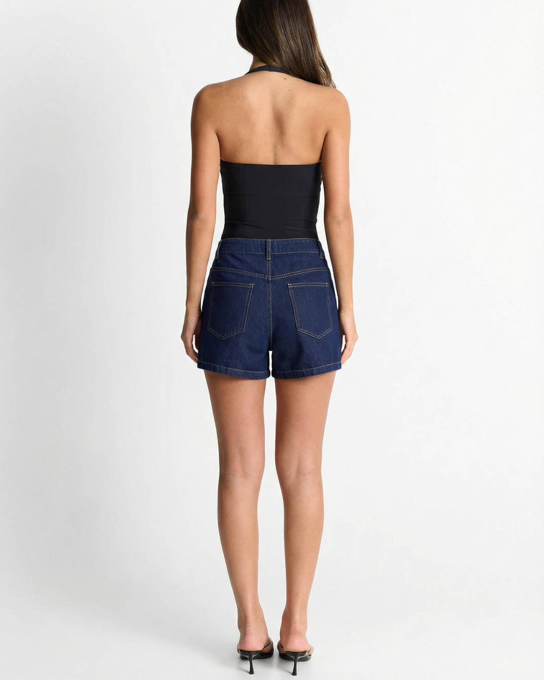 Maren | Denim Skirt Mini Dark Blue High Waisted Wrap Front A Line