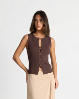 Clara | Ribbed Button-Front Fitted Knit Vest