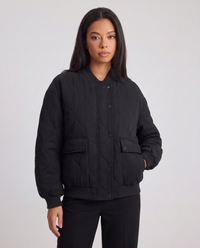 Lilian | Women's Oversized Quilted Bomber Jacket Grey and Black
