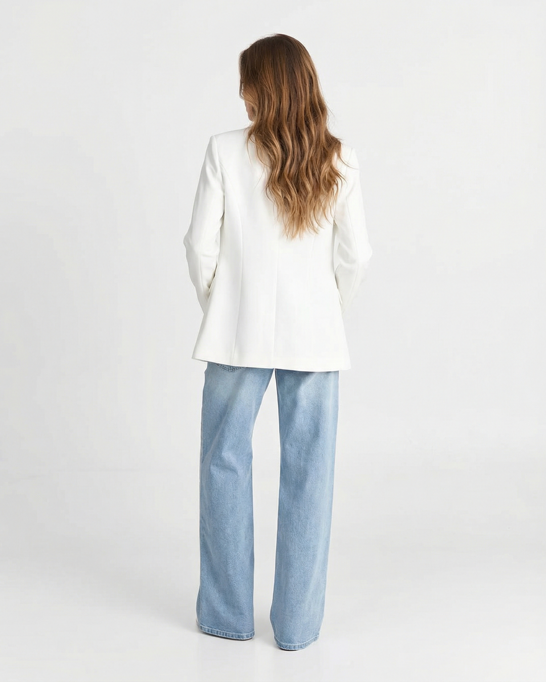 Faye | Structured Double Breasted White Blazer