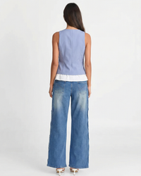 Emmeline | Pinstripe Button-Front Cropped Waistcoat