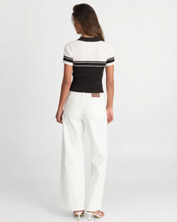 Nina | Colour Block Ribbed Polo Crop Top in Multi