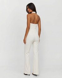 Lola | V-Cutout Halter Wide-Leg Jumpsuit in White