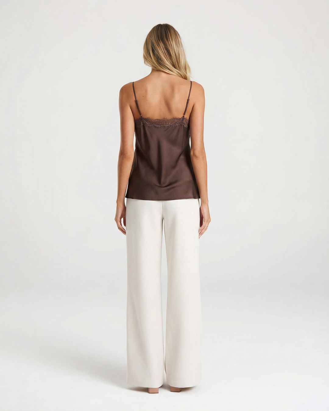 Esther | V-Neck Lace Trim Satin Camisole