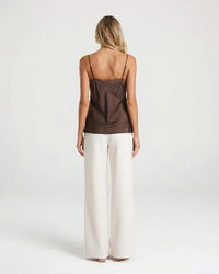 Esther | V-Neck Lace Trim Satin Camisole